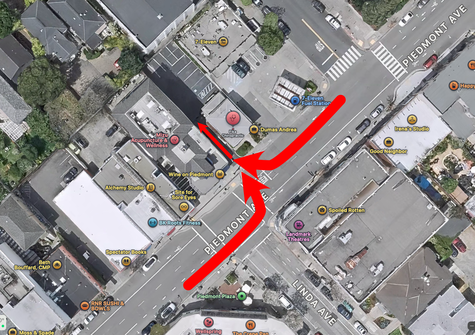 Patient parking area behind the clinic